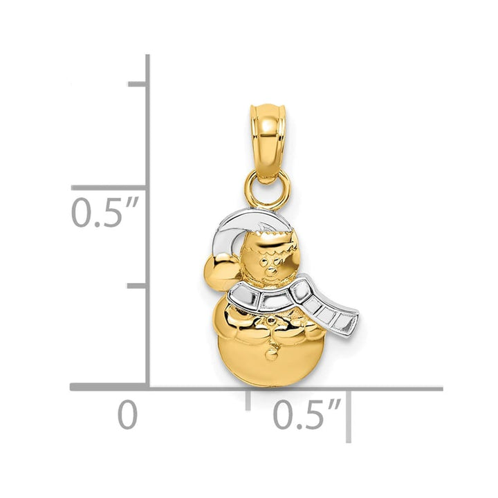 10K Yellow Gold Solid Polished Medium Snowman Pendant