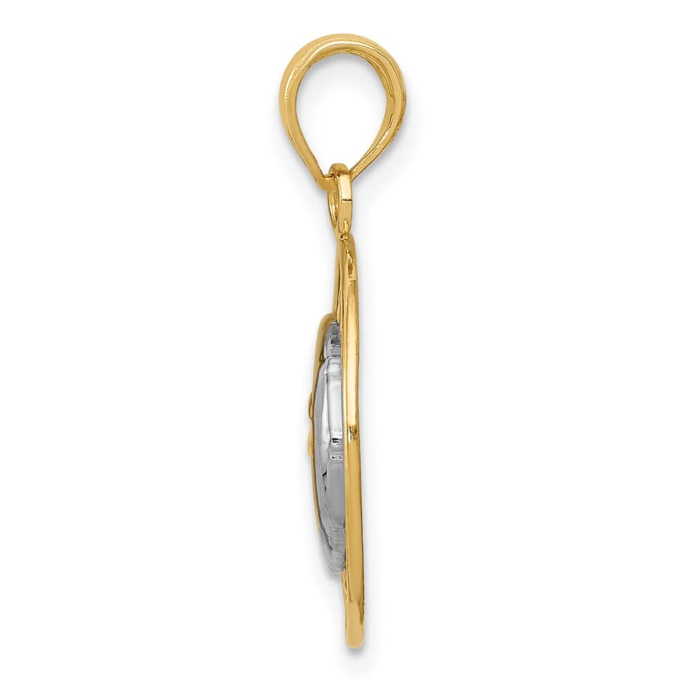 10K Yellow Gold Solid Polished Medium Sun and Moon Pendant