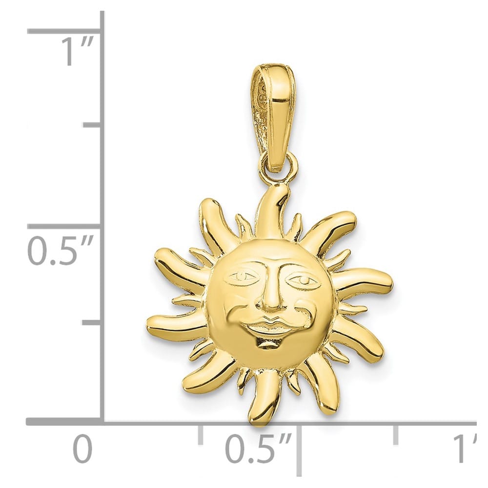 10K Yellow Gold Solid Polished Medium Sun Charm