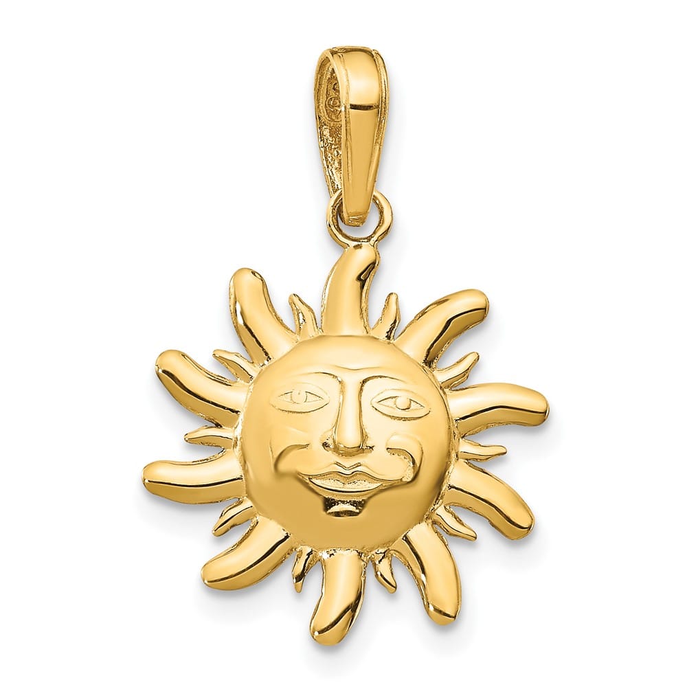 10K Yellow Gold Solid Polished Medium Sun Charm