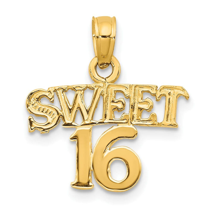 10K Yellow Gold Solid Polished Medium Sweet 16 Pendant