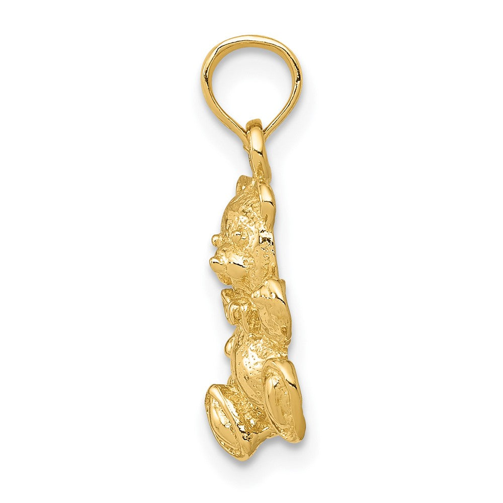 10K Yellow Gold Solid Polished Medium Teddy Bear Charm