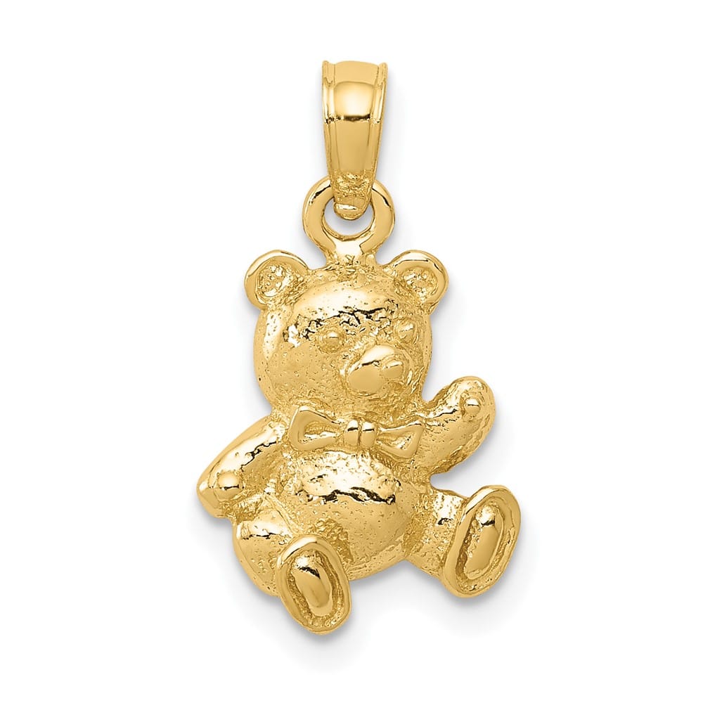 10K Yellow Gold Solid Polished Medium Teddy Bear Charm