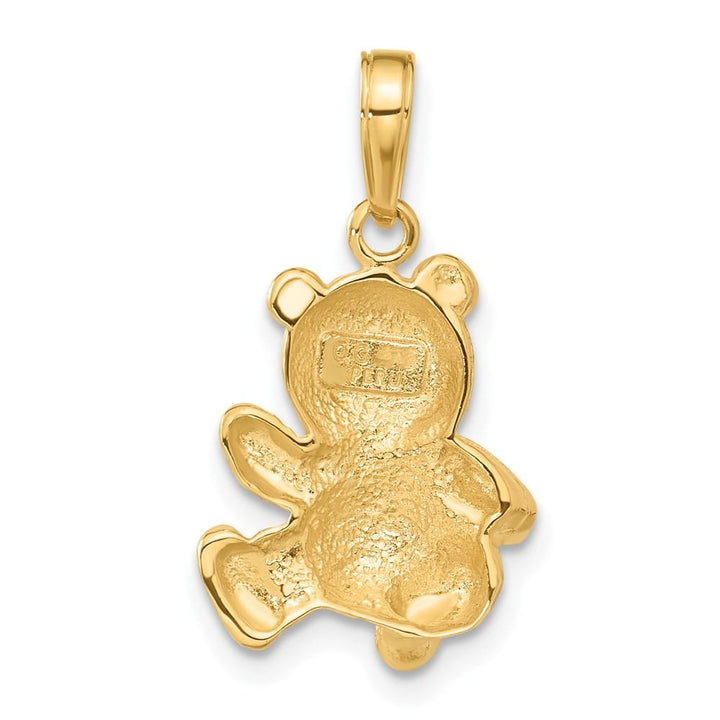 10K Yellow Gold Solid Polished Medium Teddy Bear Pendant