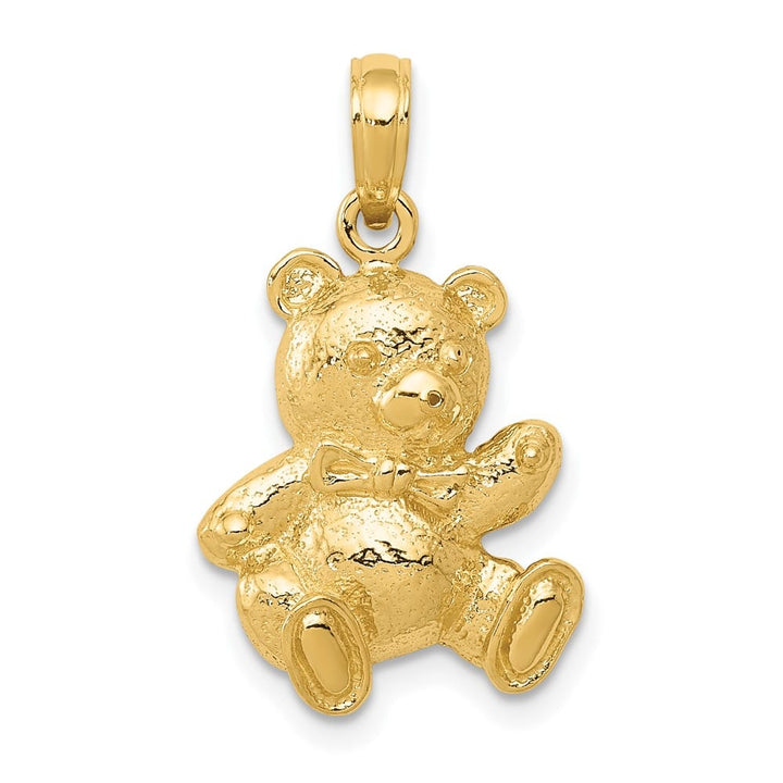 10K Yellow Gold Solid Polished Medium Teddy Bear Pendant
