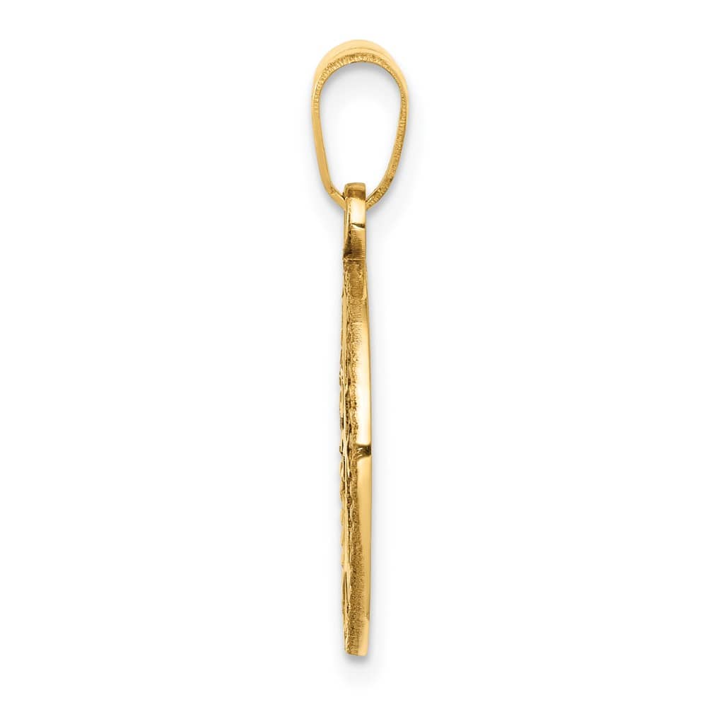 10K Yellow Gold Solid Polished Medium Tree of Life in Round Pendant