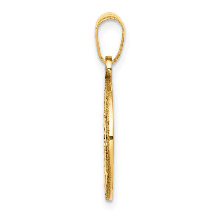 10K Yellow Gold Solid Polished Medium Tree of Life in Round Pendant