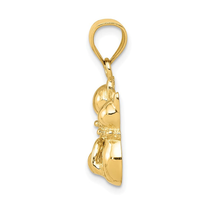 10K Yellow Gold Solid Polished Medium Two Cats Pendant