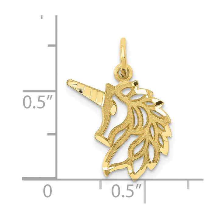 10K Yellow Gold Solid Polished Medium Unicorn Head Pendant