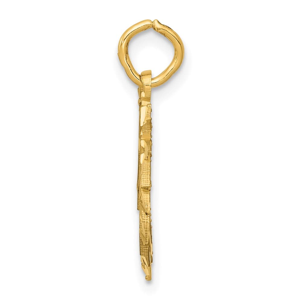10K Yellow Gold Solid Polished Medium Unicorn Head Pendant