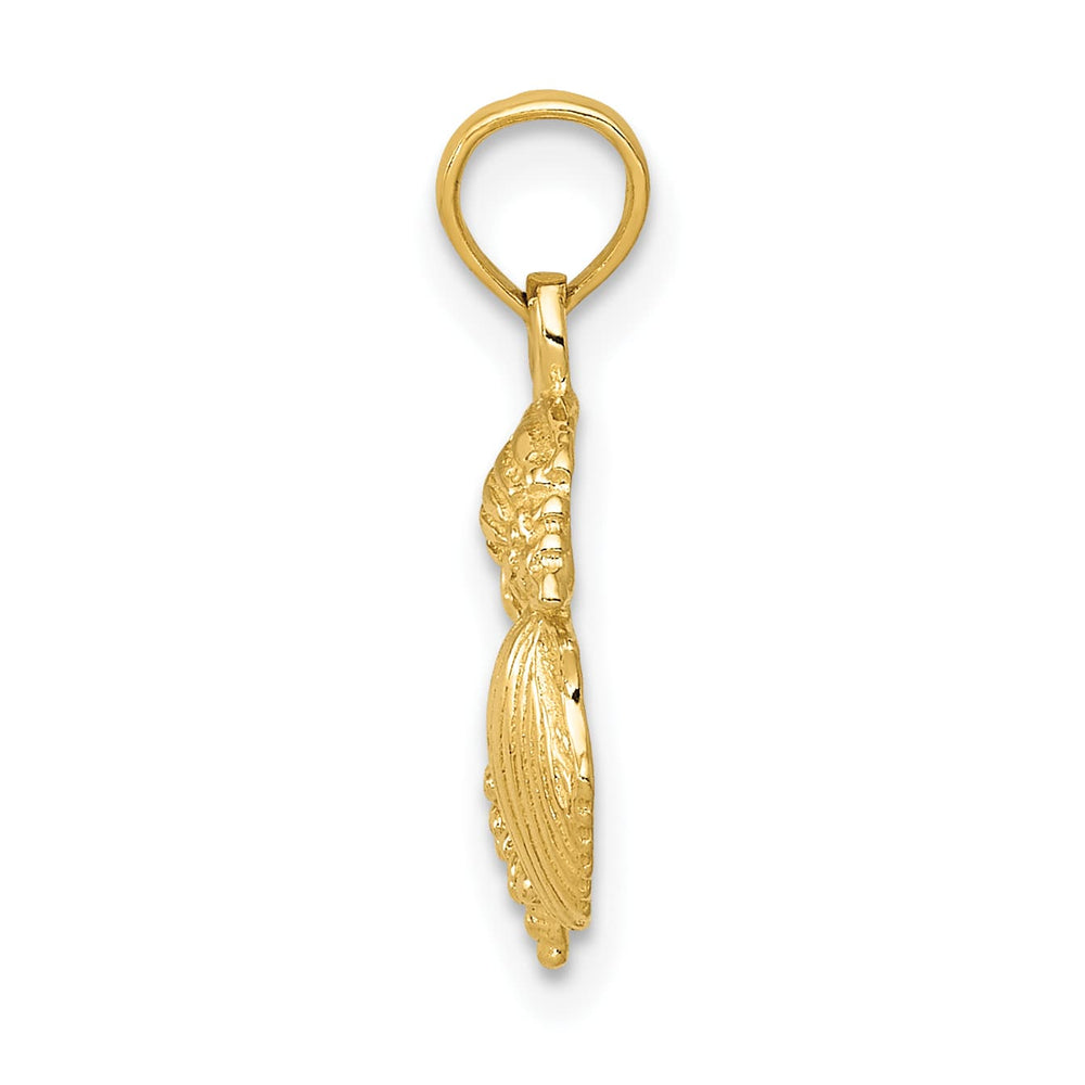 10K Yellow Gold Solid Polished Mini Shell Cluster Pendant