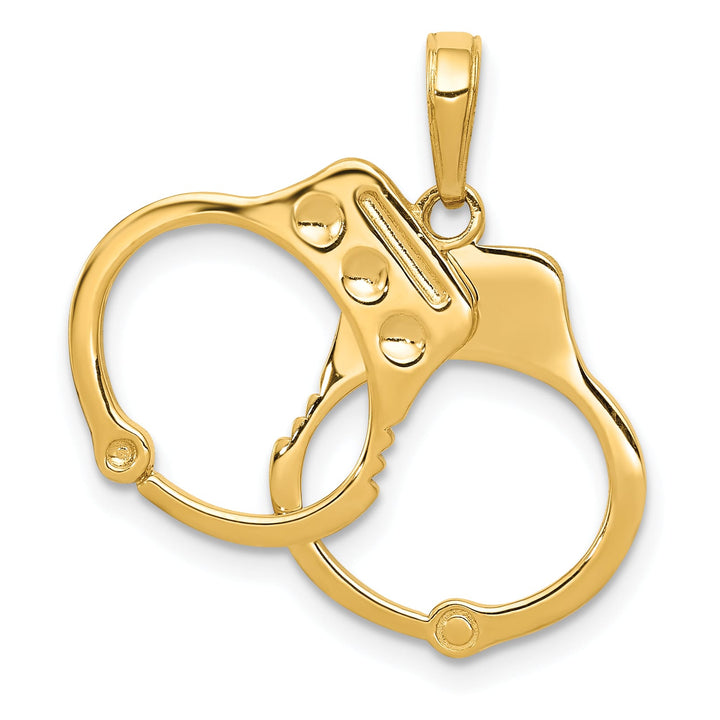 10K Yellow Gold Solid Polished Moveable Handcuffs Charm Pendant
