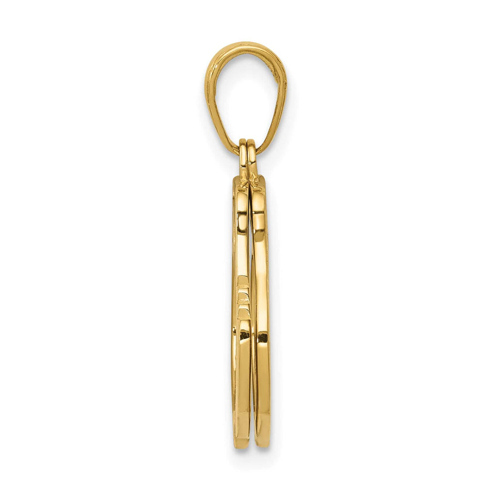10K Yellow Gold Solid Polished Moveable Handcuffs Charm Pendant