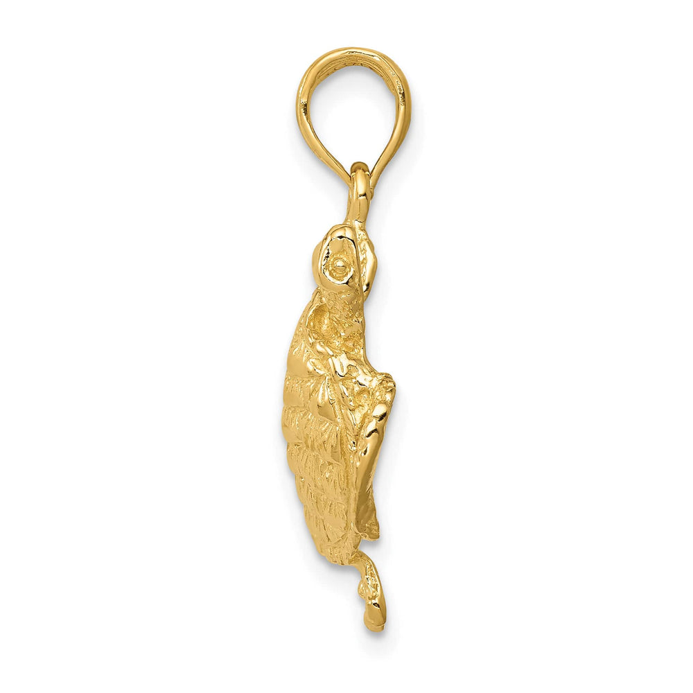 10K Yellow Gold Solid Polished Open-Backed Turtle Pendant