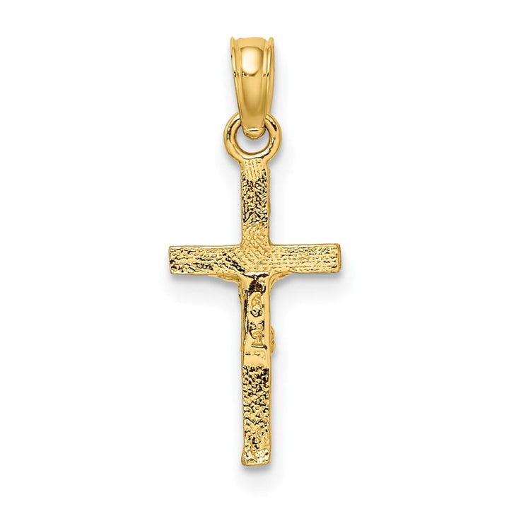 10K Yellow Gold Solid Polished Petite Crucifix Charm