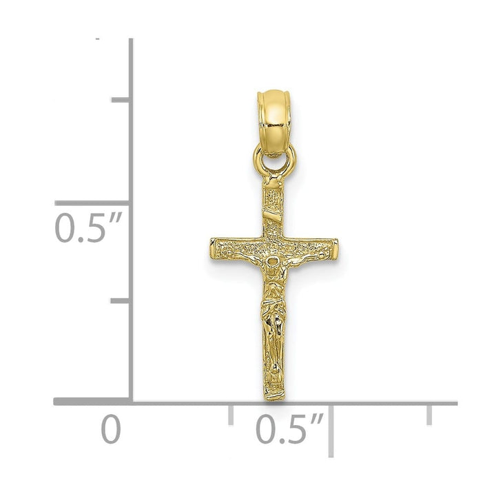 10K Yellow Gold Solid Polished Petite Crucifix Charm