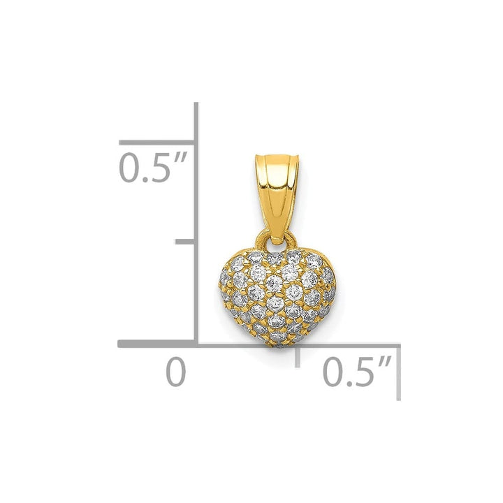 10K Yellow Gold Solid Polished Petite CZ Micro-Pave Heart Pendant