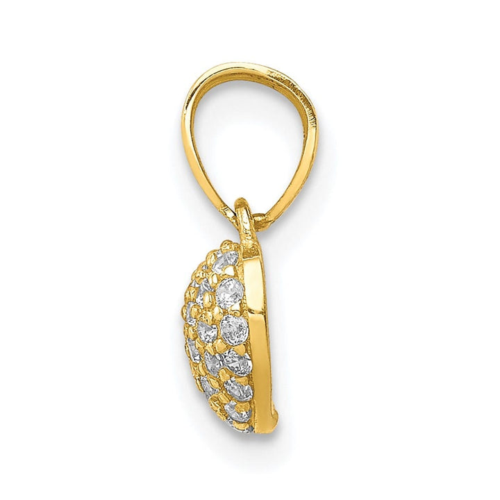 10K Yellow Gold Solid Polished Petite CZ Micro-Pave Heart Pendant