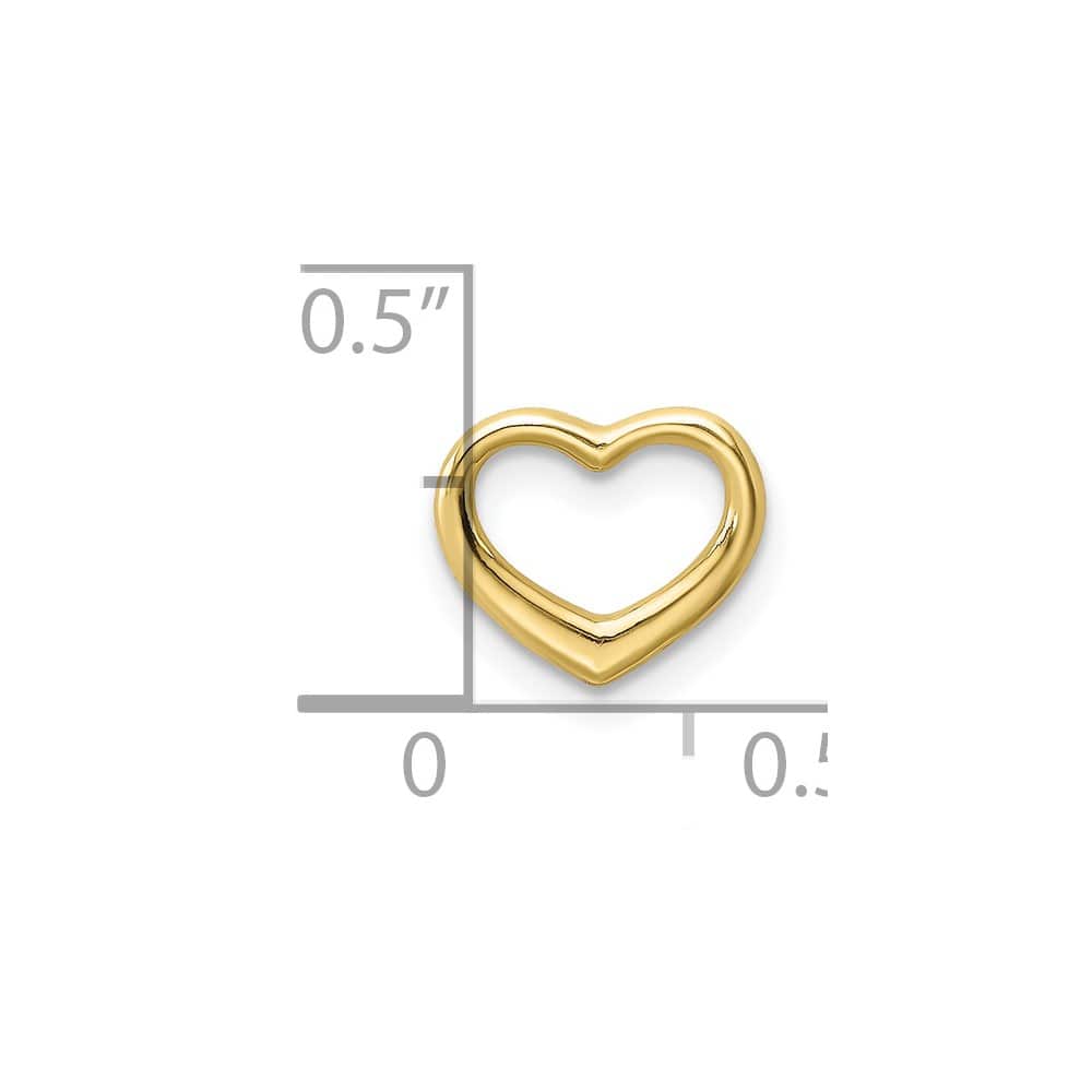 10K Yellow Gold Solid Polished Petite Floating Heart Chain Slide