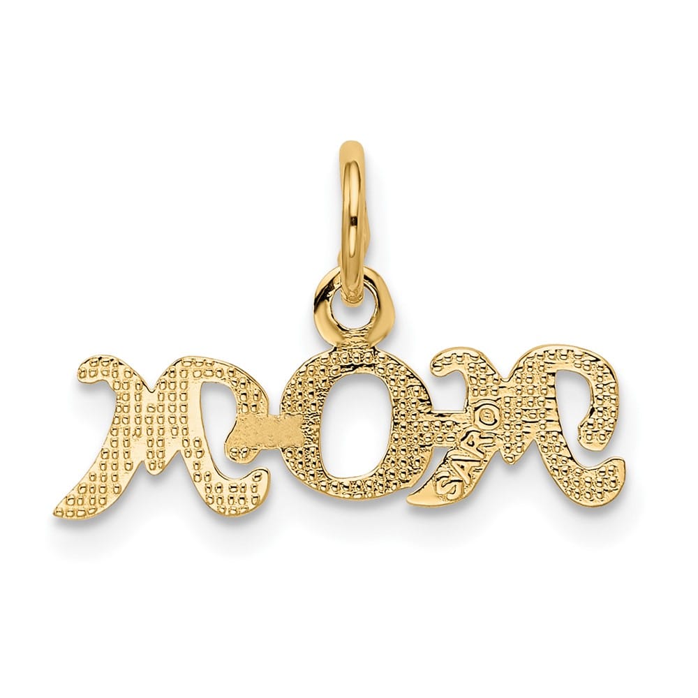 10K Yellow Gold Solid Polished Petite MOM Charm