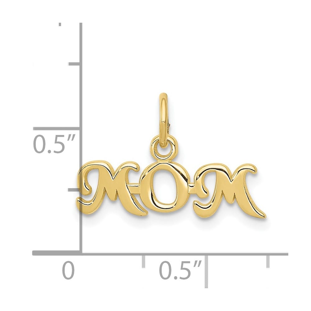 10K Yellow Gold Solid Polished Petite MOM Charm