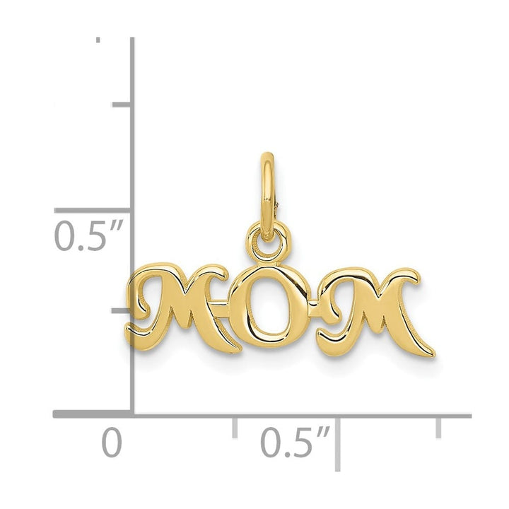 10K Yellow Gold Solid Polished Petite MOM Charm