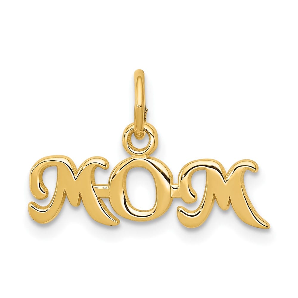 10K Yellow Gold Solid Polished Petite MOM Charm
