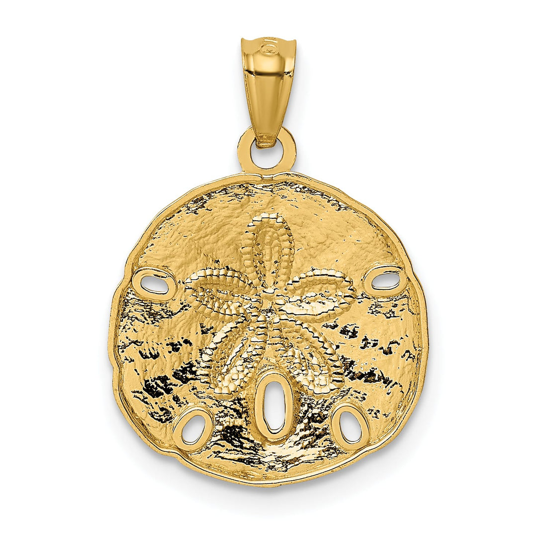 10K Yellow Gold Solid Polished Sand Dollar Charm Pendant