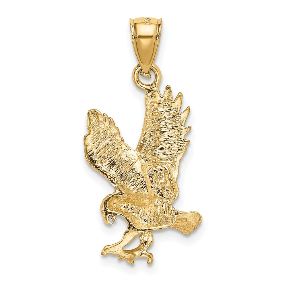 10K Yellow Gold Solid Polished Satin D.C. Large Eagle Pendant