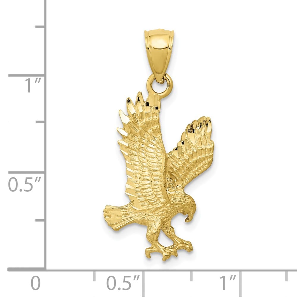 10K Yellow Gold Solid Polished Satin D.C. Large Eagle Pendant