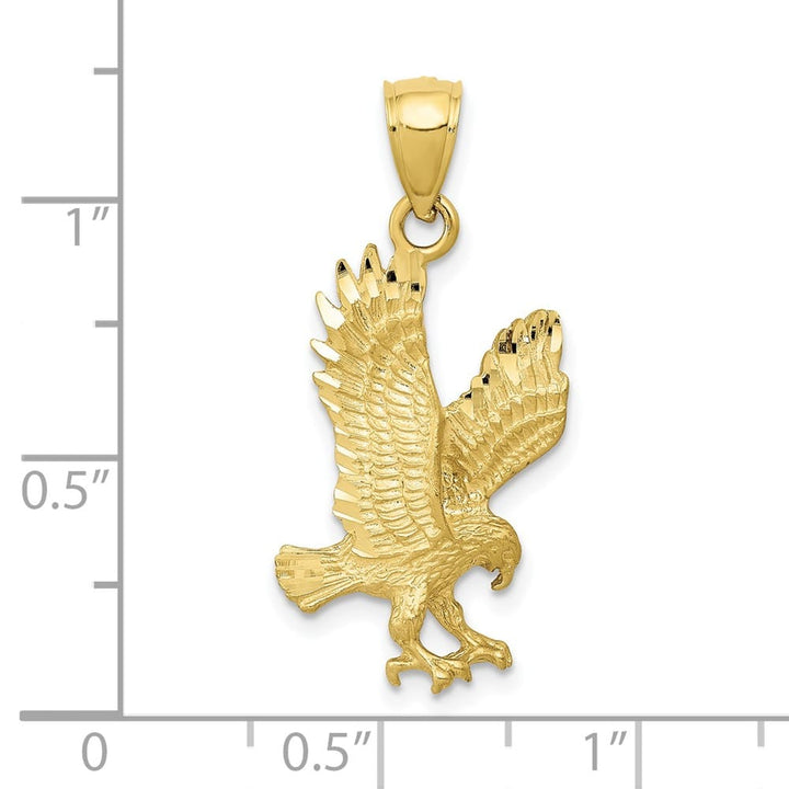 10K Yellow Gold Solid Polished Satin D.C. Large Eagle Pendant