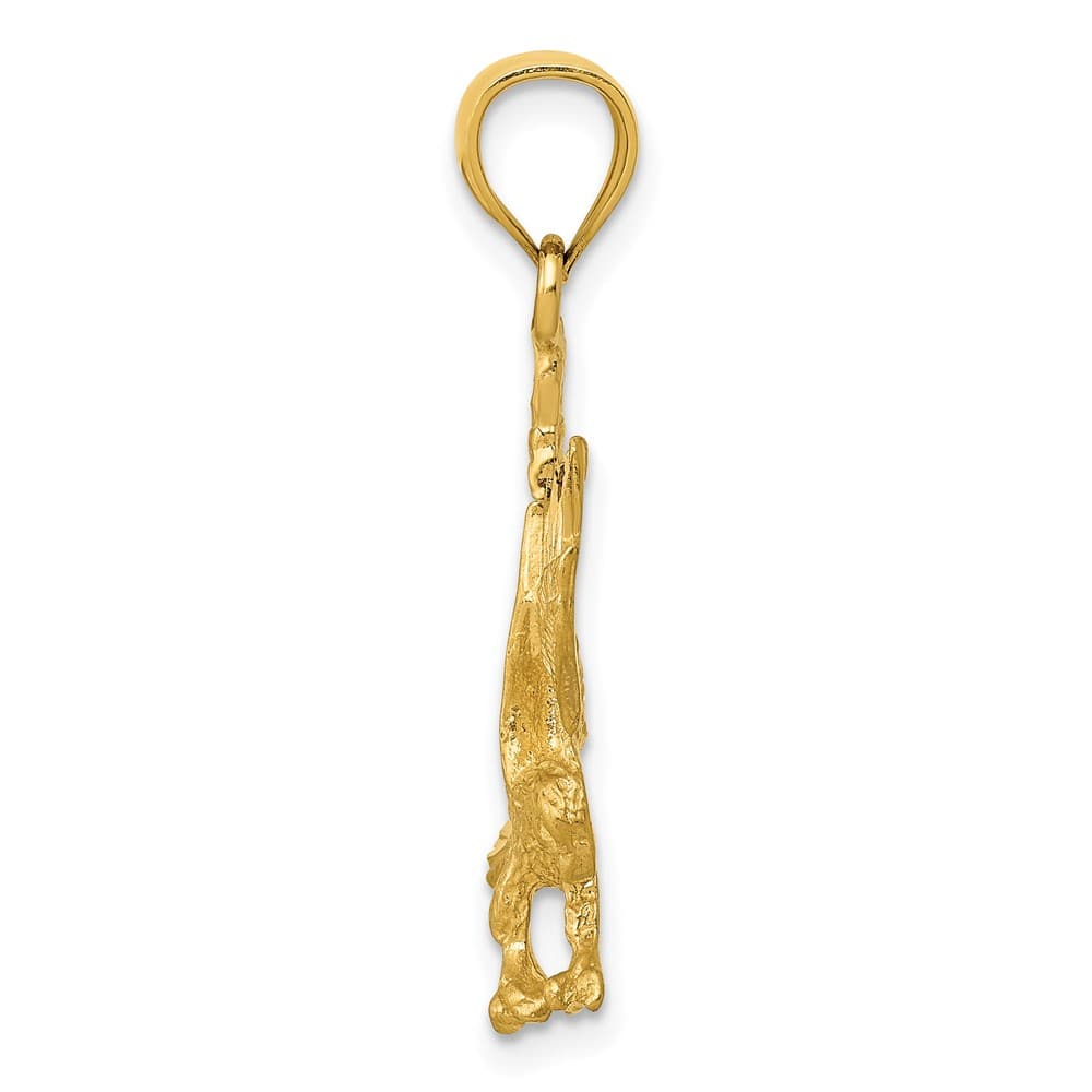 10K Yellow Gold Solid Polished Satin D.C. Large Eagle Pendant