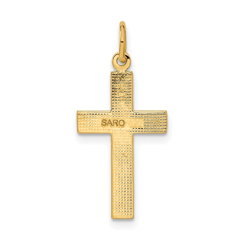 10K Yellow Gold Solid Polished Satin D.C. Large Latin Cross Pendant