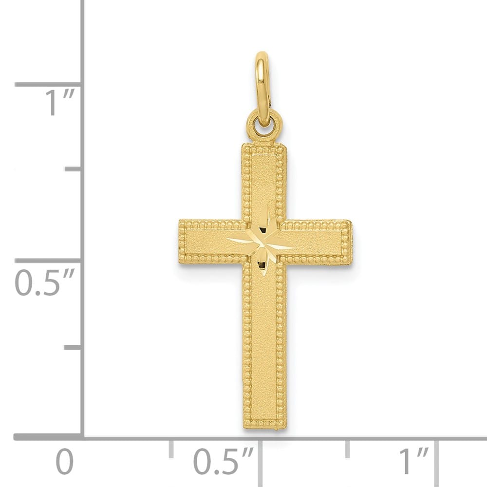 10K Yellow Gold Solid Polished Satin D.C. Large Latin Cross Pendant