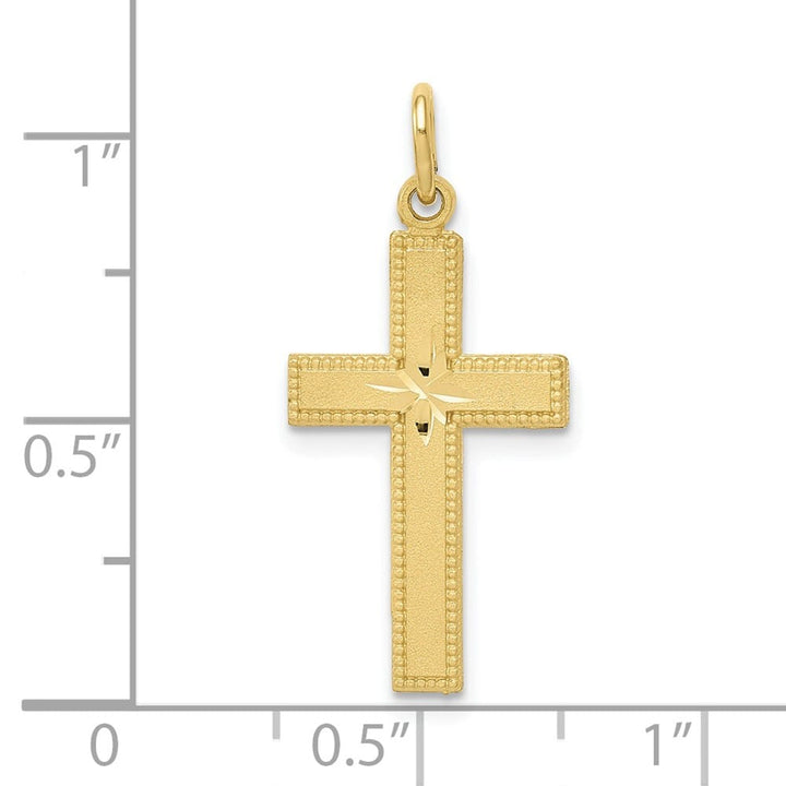 10K Yellow Gold Solid Polished Satin D.C. Large Latin Cross Pendant