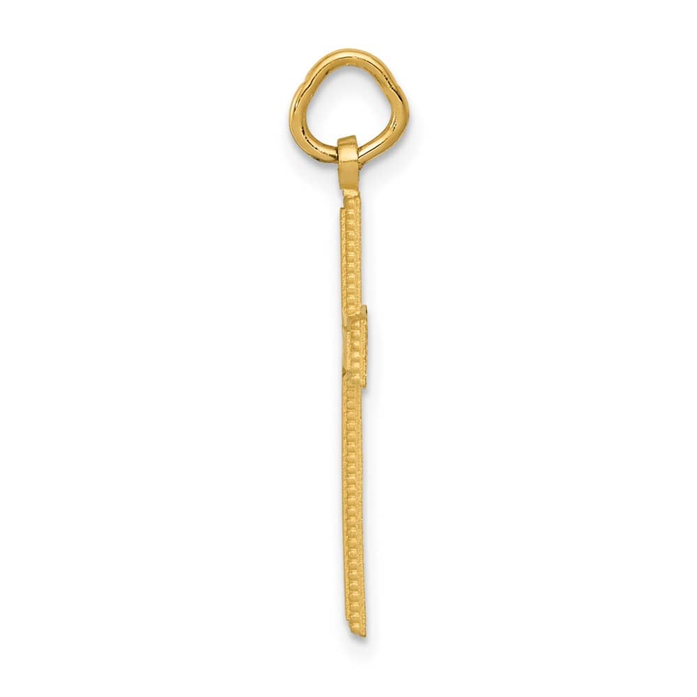 10K Yellow Gold Solid Polished Satin D.C. Large Latin Cross Pendant