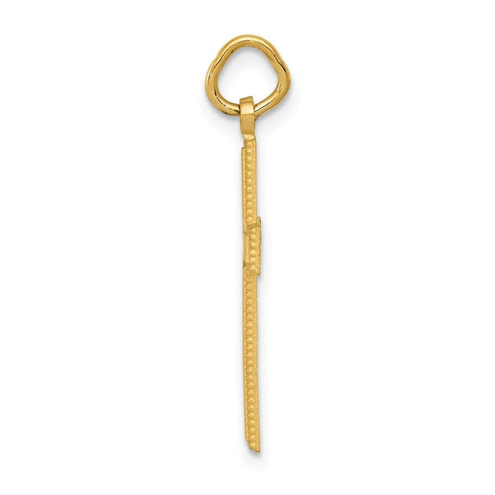 10K Yellow Gold Solid Polished Satin D.C. Large Latin Cross Pendant
