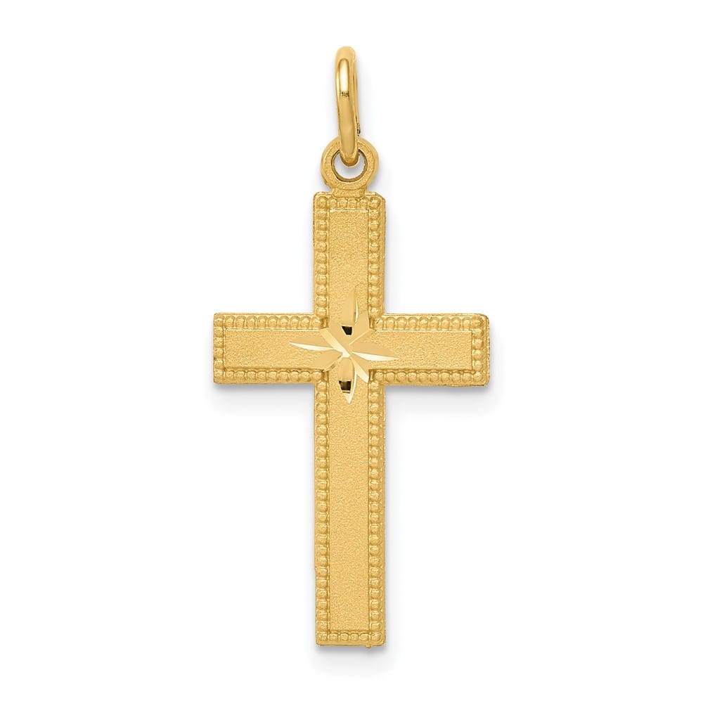 10K Yellow Gold Solid Polished Satin D.C. Large Latin Cross Pendant