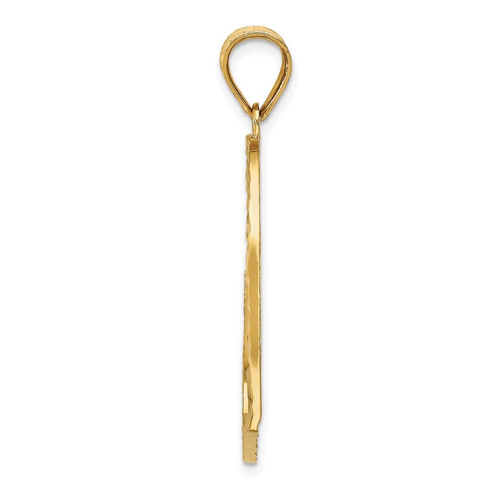 10K Yellow Gold Solid Polished Satin D.C. Large Offset Heart Pendant