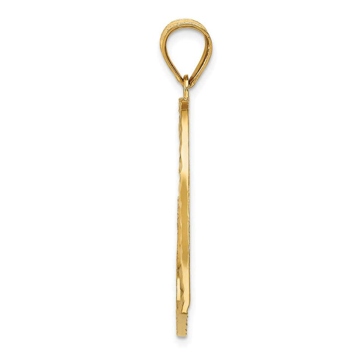 10K Yellow Gold Solid Polished Satin D.C. Large Offset Heart Pendant