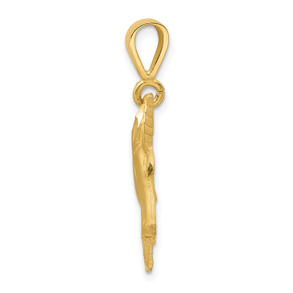 10K Yellow Gold Solid Polished Satin D.C. Large Unicorn Head Charm
