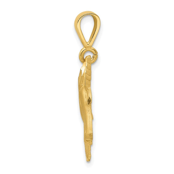 10K Yellow Gold Solid Polished Satin D.C. Large Unicorn Head Charm