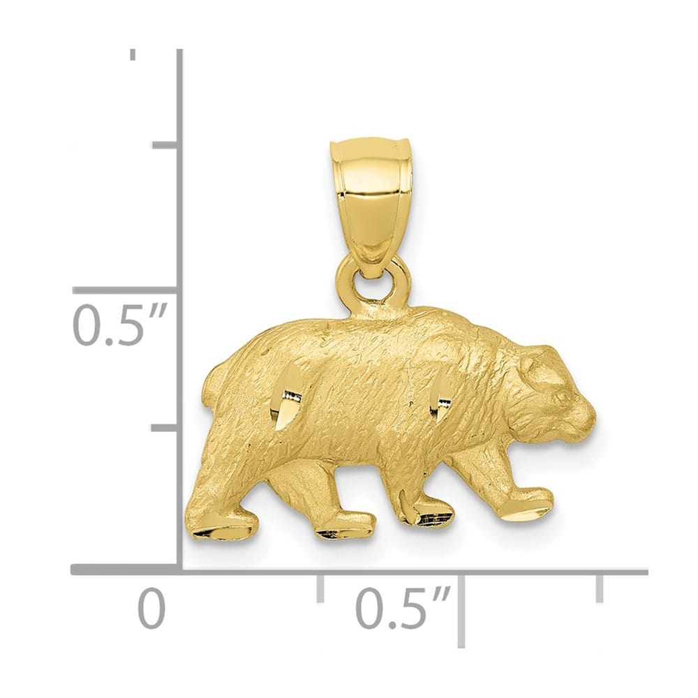 10K Yellow Gold Solid Polished Satin D.C. Medium Bear Pendant