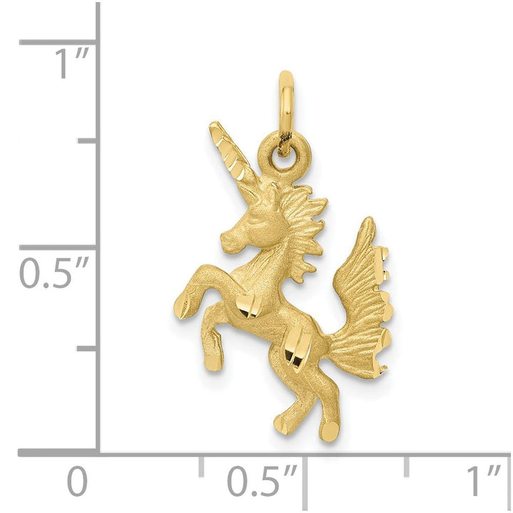 10K Yellow Gold Solid Polished Satin D.C. Medium Dancing Unicorn Charm