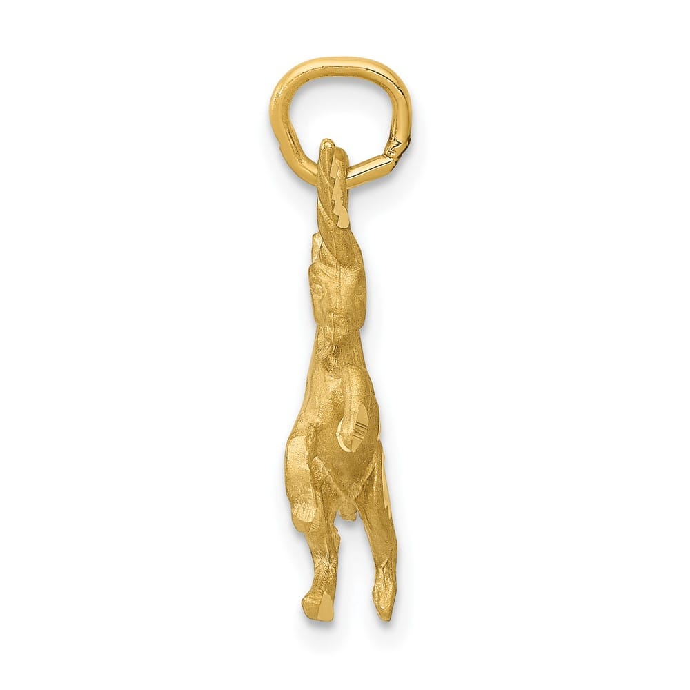 10K Yellow Gold Solid Polished Satin D.C. Medium Dancing Unicorn Charm