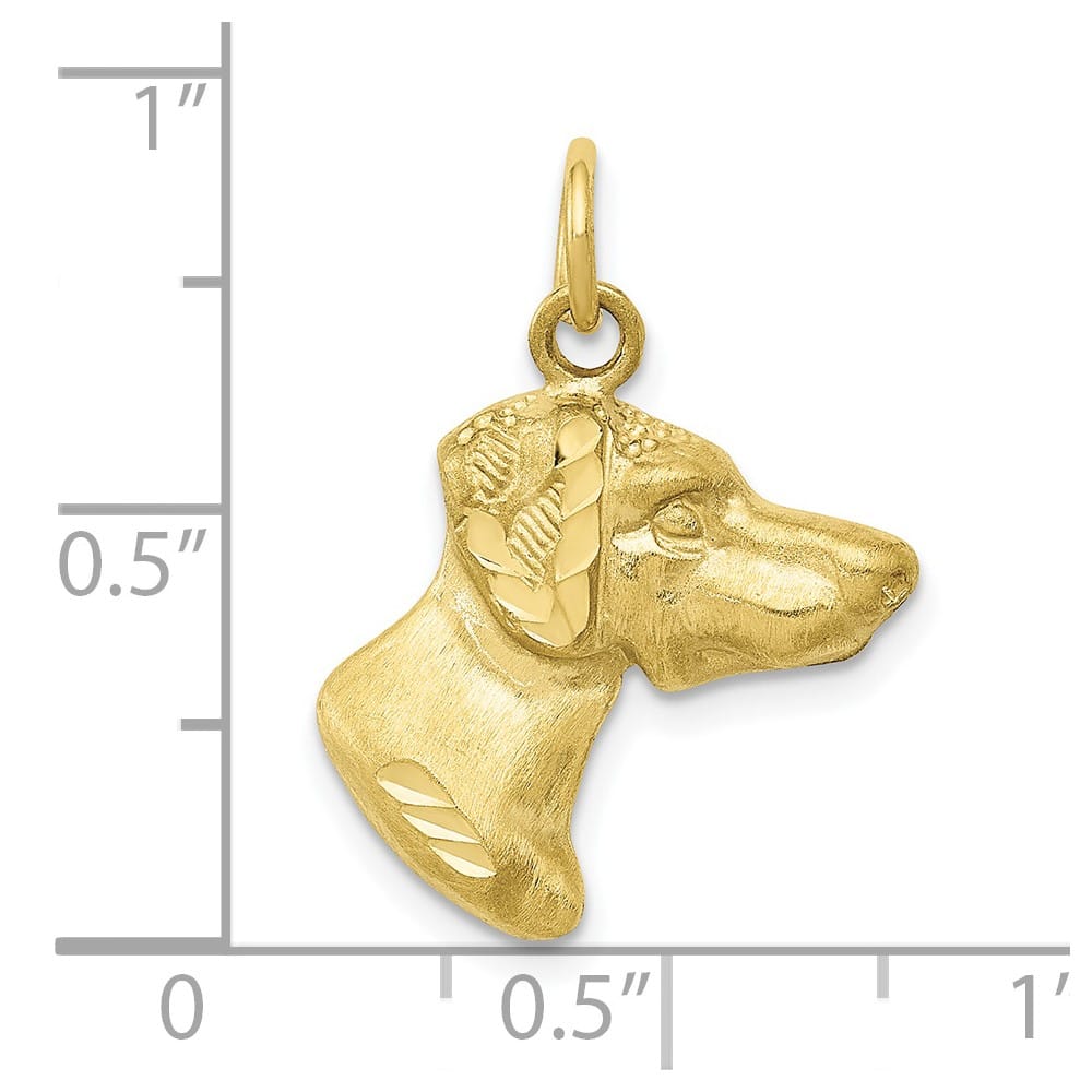 10K Yellow Gold Solid Polished Satin D.C. Medium Dog Head Charm
