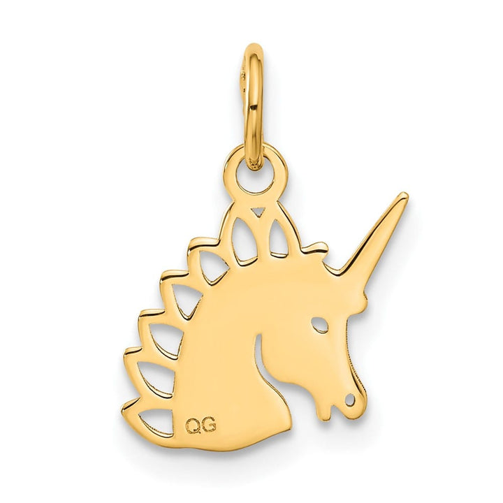 10K Yellow Gold Solid Polished Satin D.C. Medium Unicorn Head Charm