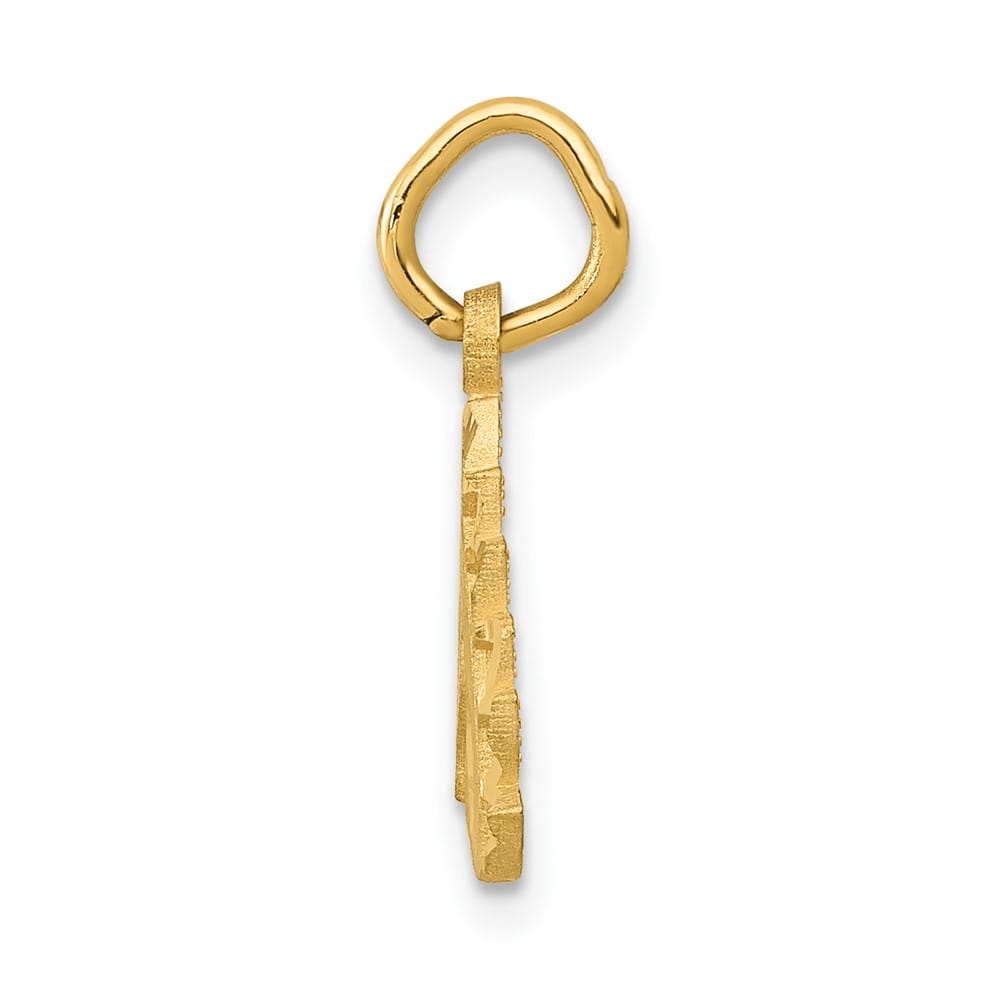 10K Yellow Gold Solid Polished Satin D.C. Medium Unicorn Head Charm