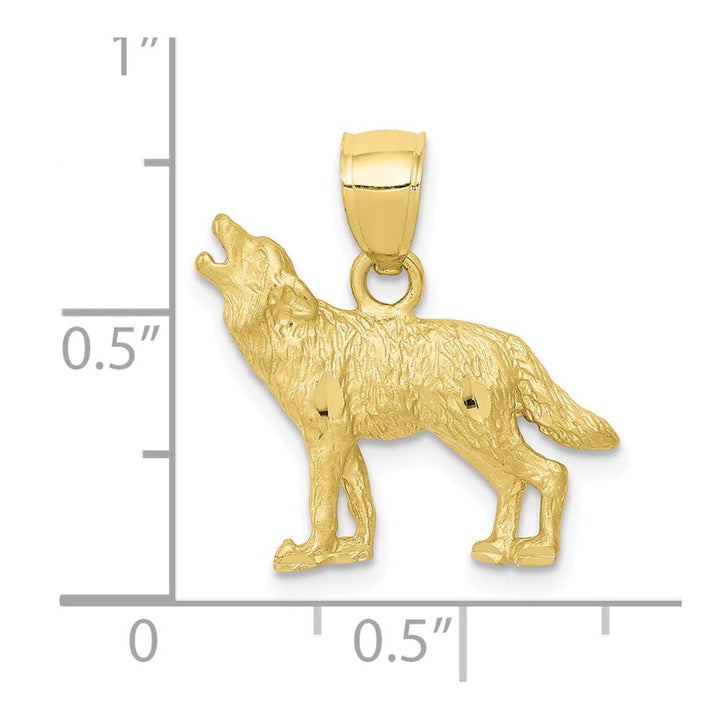10K Yellow Gold Solid Polished Satin D.C. Medium Wolf Pendant
