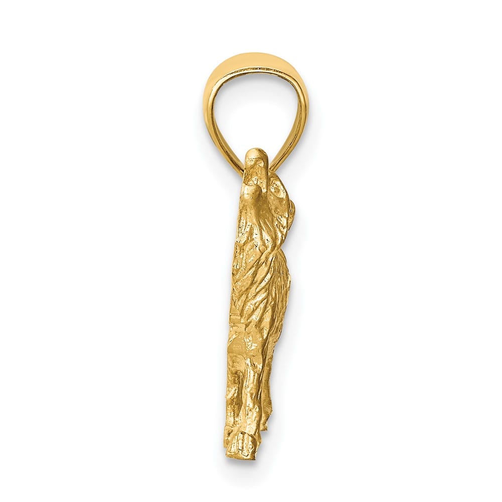 10K Yellow Gold Solid Polished Satin D.C. Medium Wolf Pendant